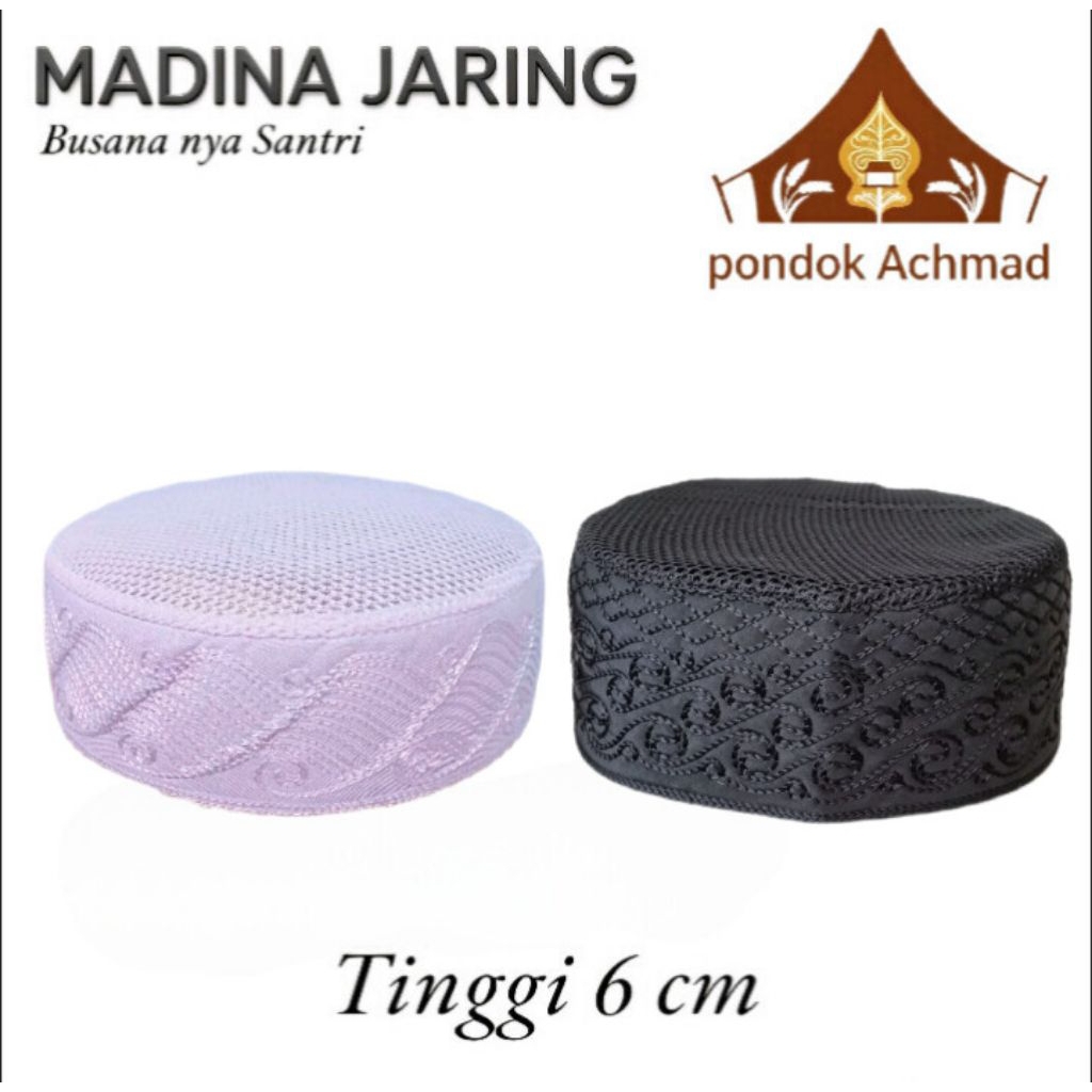 peci Madinah jaring ikaf tinggi 6 cm, anak dan dewasa, peci viral kekinian, peci Madinah