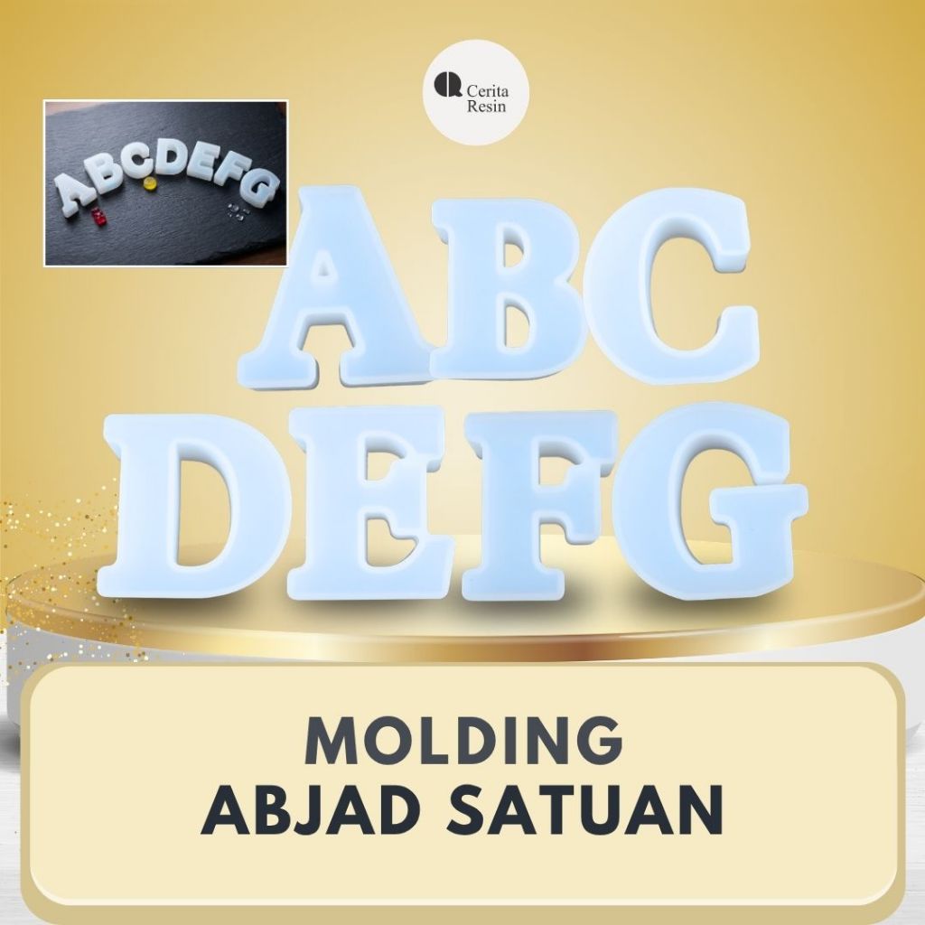 Cerita Resin - Molding Cetakan Resin Silikon Huruf per Abjad (Putih)