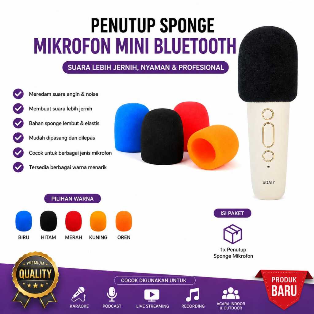 Busa mic mini bluetooth foam mikrofon karaoke kecil