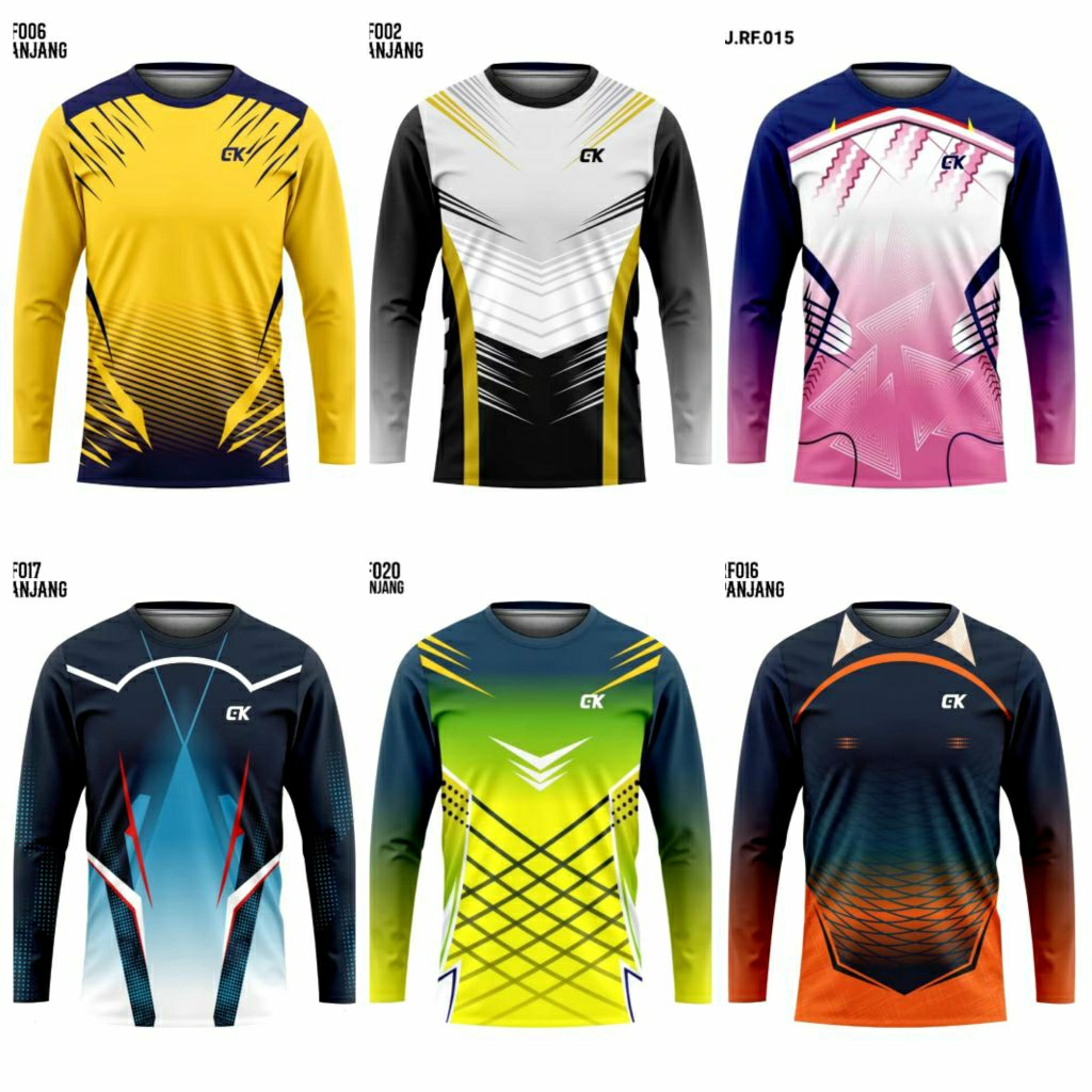 Jersey Kaos Baju Olahraga Training Lengan Panjang Dryfit Pria Wanita Unisex Motif Full Printing