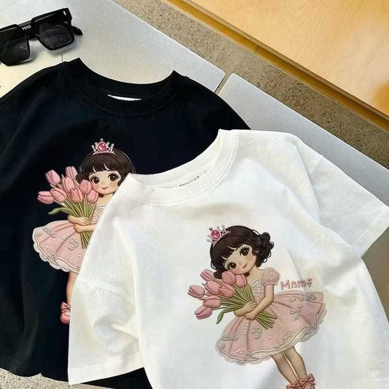 FATHIYAH Kaos Anak Karakter Ratu Bunga Unisex Bahan Cotton Combed 30S Premium Adem Nyaman Lengan Pen