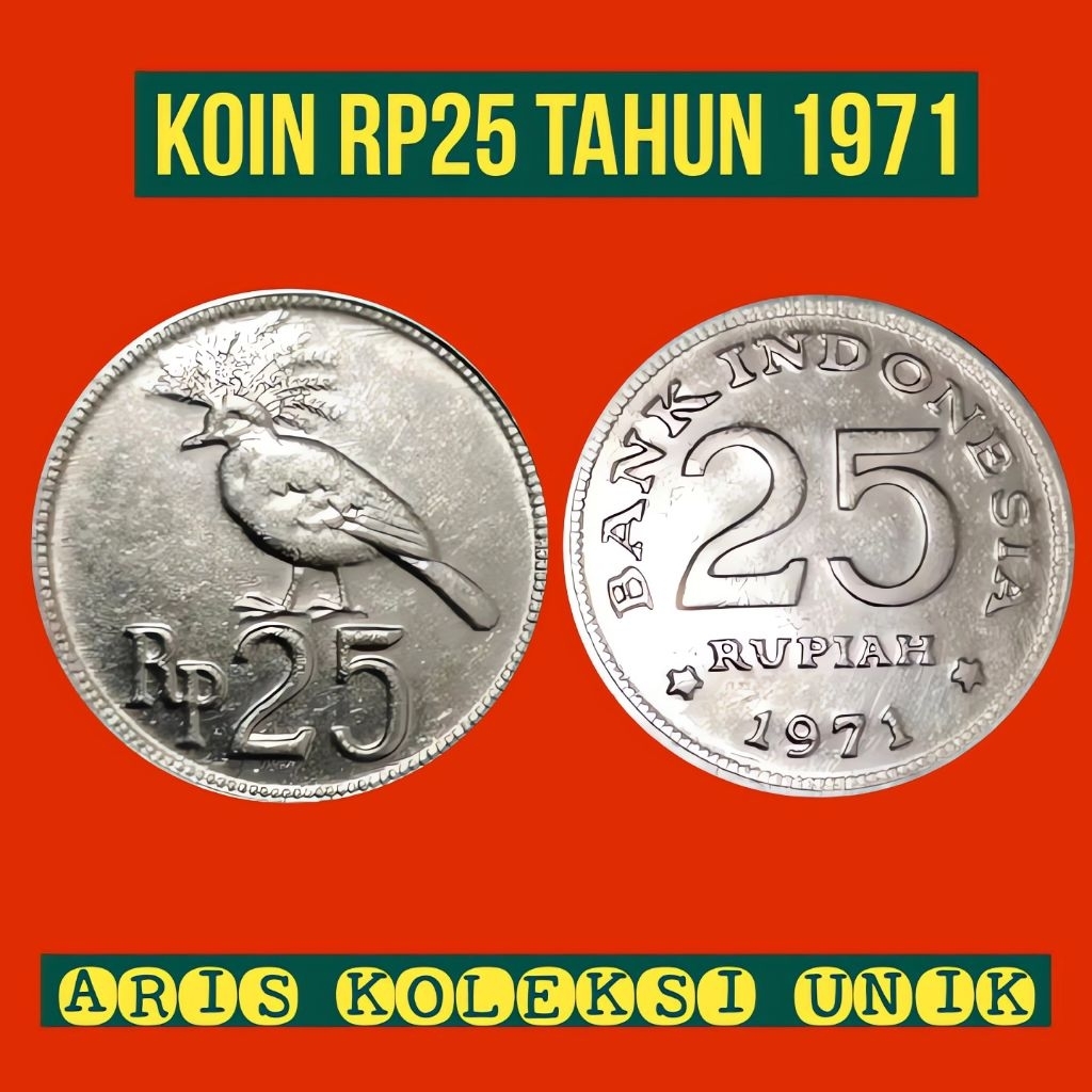koin kuno Rp25 tahun 1971 asli 25 rupiah burung