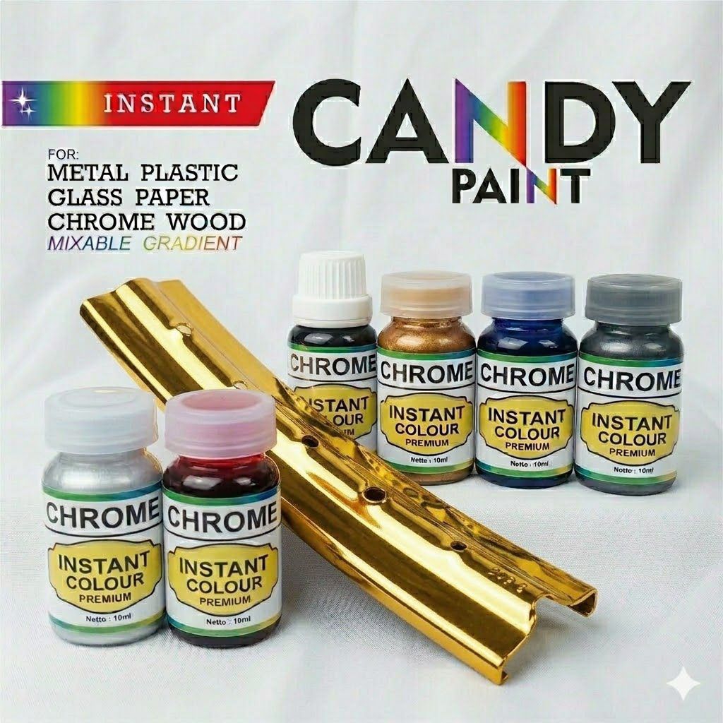 Cat Velg Emas/Gold Candy Chrome Paint Instan 10ml - Cat Oles Pewarna Logam,Motor,Kendaraan,Besi,Alum
