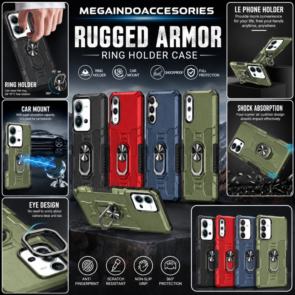 Case Robot Hit Eye Ring Stand Realme C2 C15 C20 C21 C30 C33 C55 / CASING HP / COVER HP / DUAL CASE /