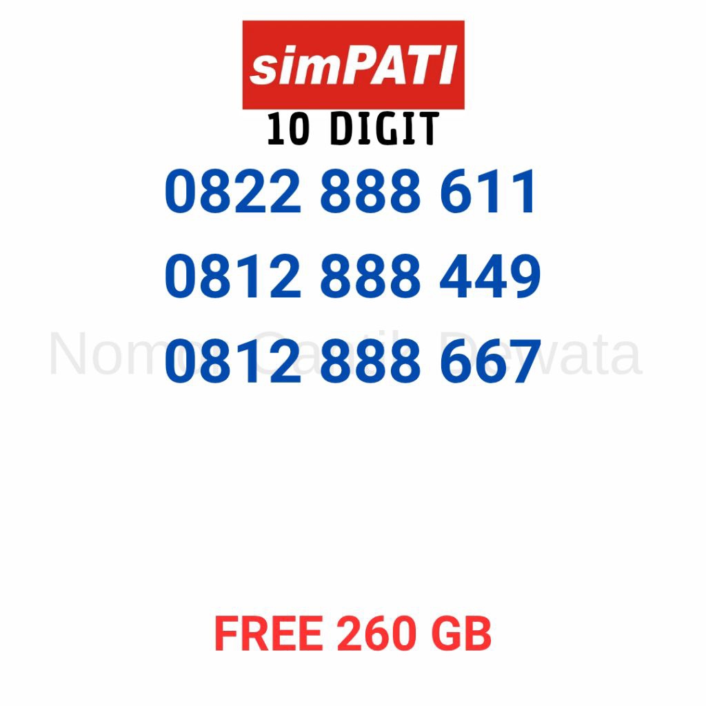 Nomor Cantik Simpati 10 Digit, Nomor Cantik Telkomsel 10 Digit, Nomer Cantik 10 Digit Seri 888