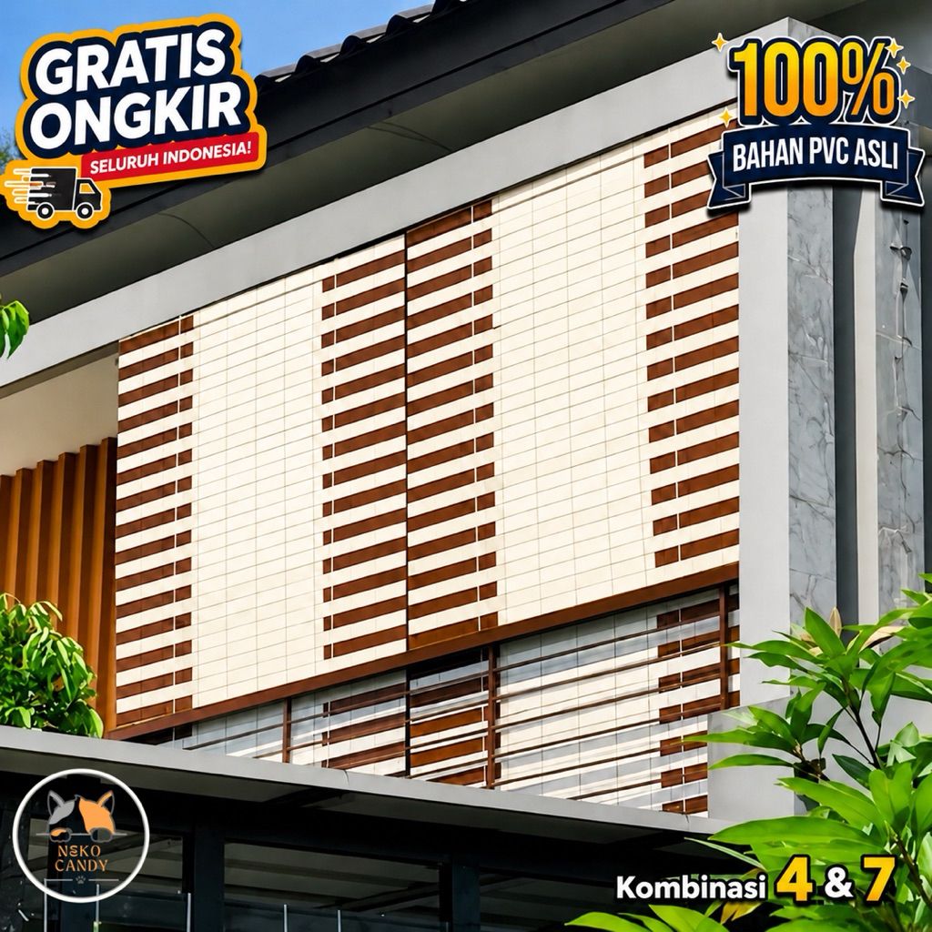 Tirai kerai kere kerey kerai outdor PVC estetik lebar 3 Meter (L x T)