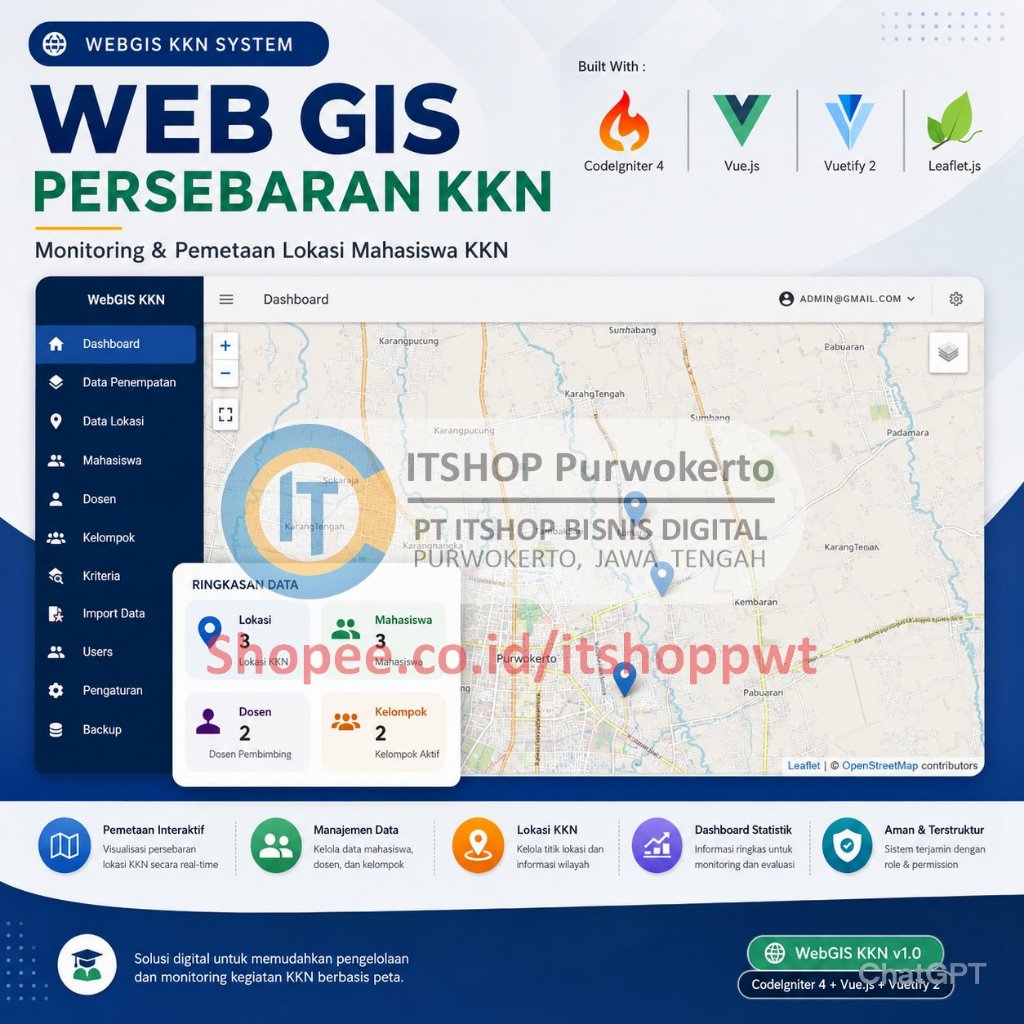 Source Code Aplikasi Web GIS Persebaran KKN menggunakan Codeigniter 4