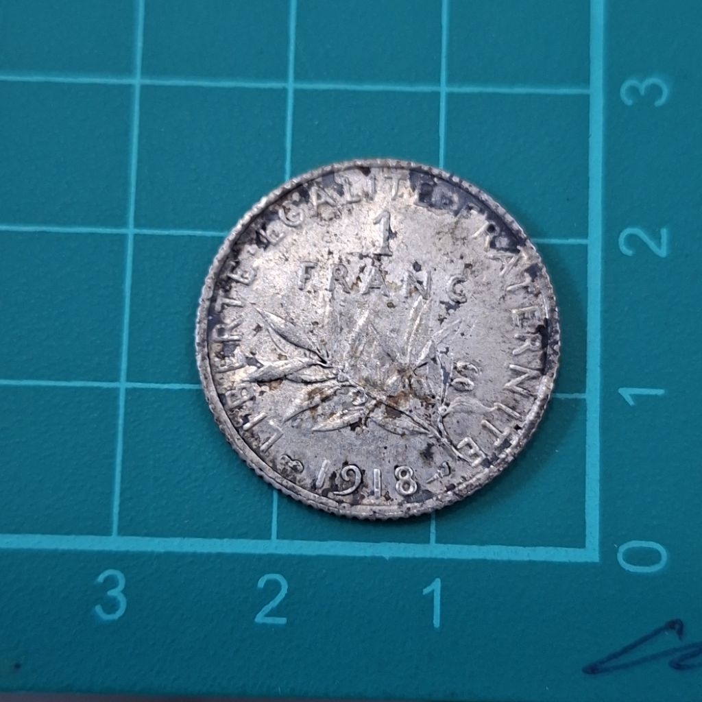 Koin Kuno Prancis 1Franc Silver Coin 1918