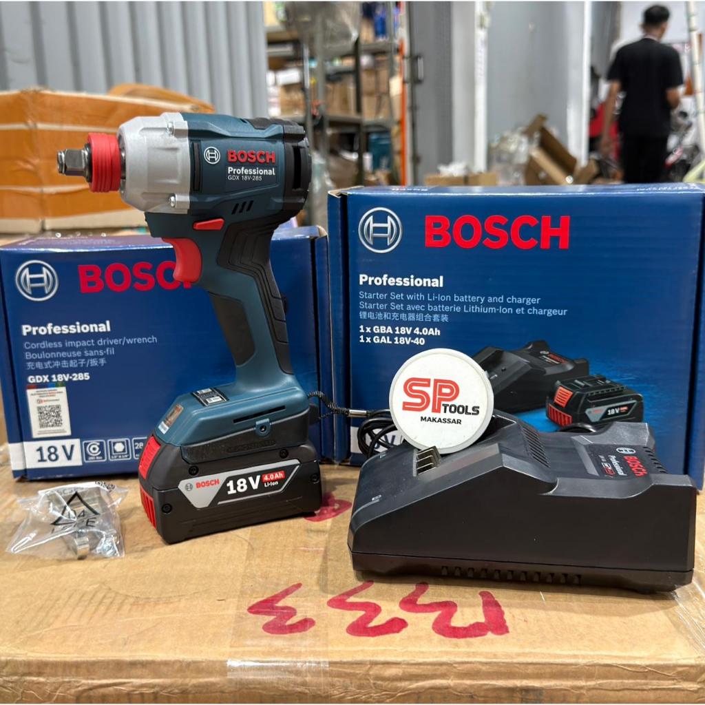 MESIN IMPACT WRENCH  CORDLESS BUKA BAUT BATERAI CAS BOSCH GDX18V-285 18V + 1PCS BATTERY KIT SET 18V 