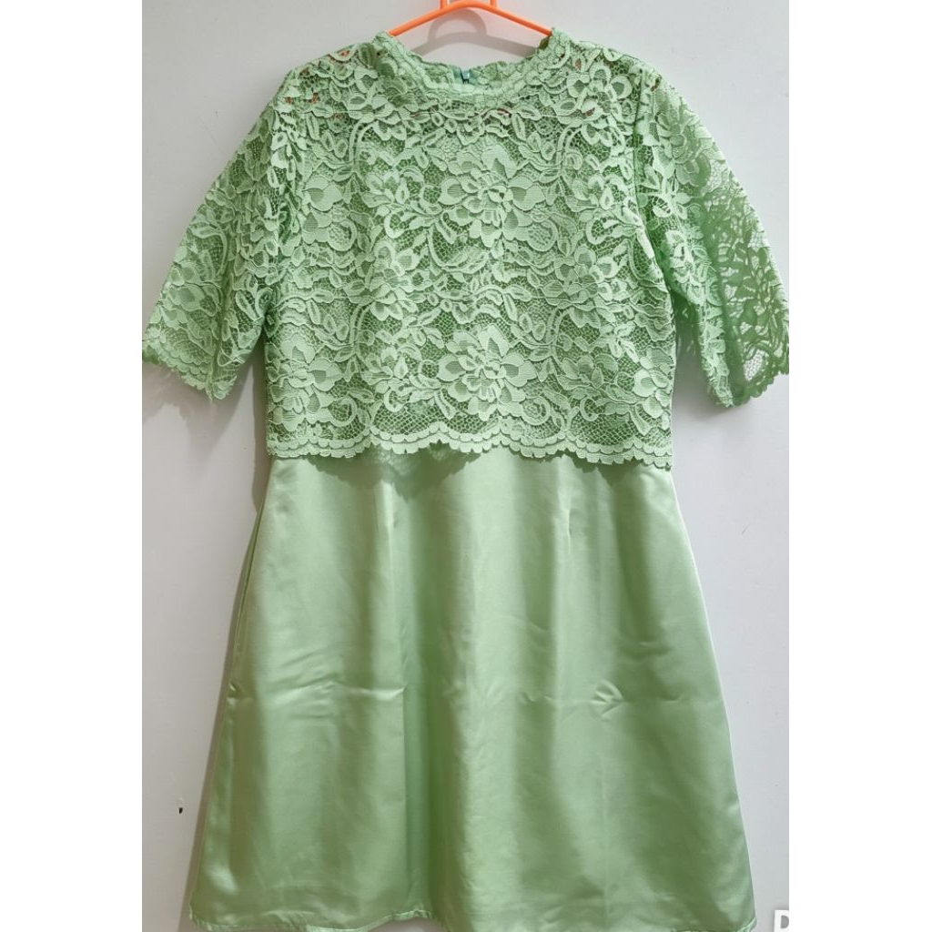 Dress brokat wanita Satin premium - Sage
