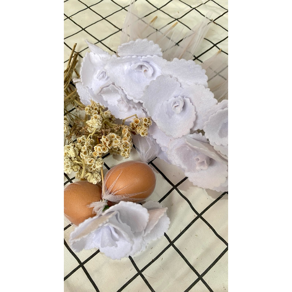 Tempat Telur Aqiqah/Tasyakuran Isi 50 Pcs Ready Stock Souvenir Telur Aesthetic Bunga PUTIH
