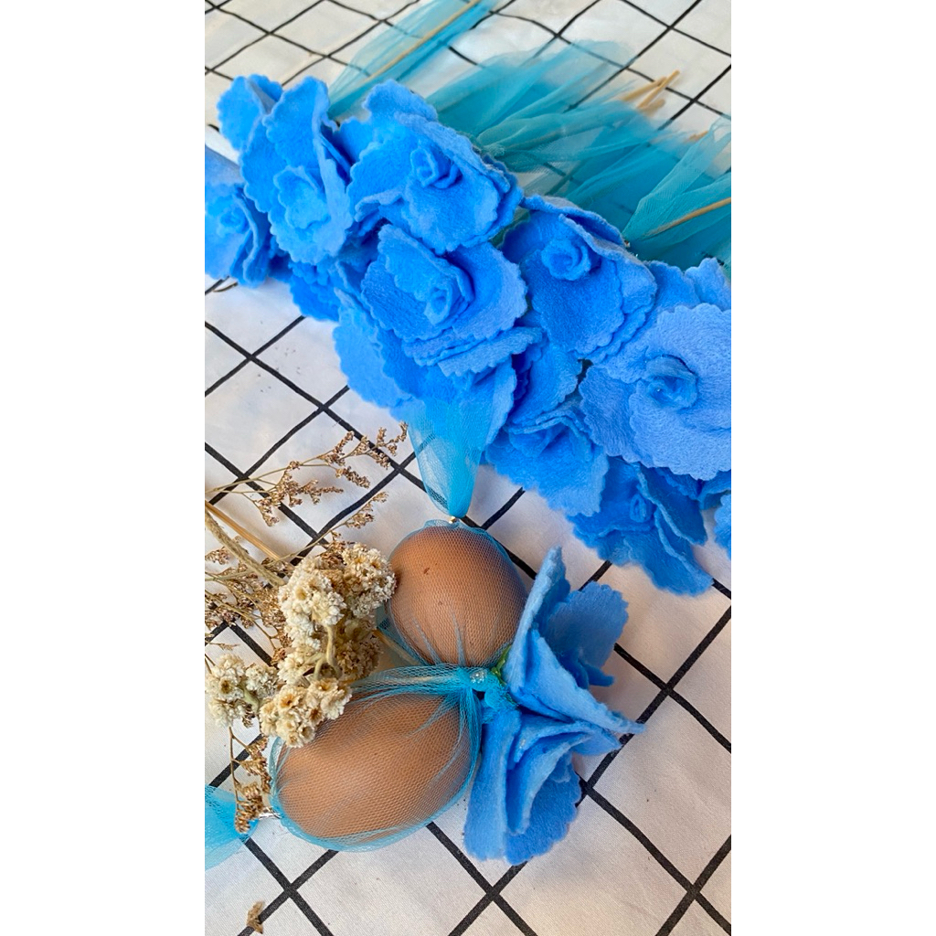Tempat Telur Aqiqah/Tasyakuran Isi 50 Pcs Ready Stock Souvenir Telur Aesthetic Bunga BIRU