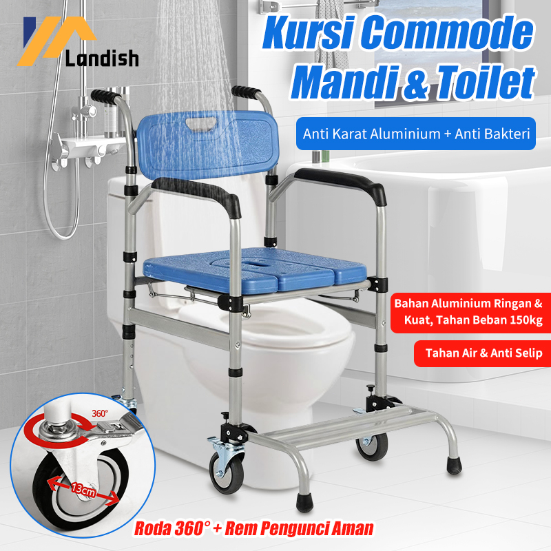 Kursi WC Multifungsi 4in1 untuk Lansia & Pasien - Bisa Jadi Kursi Roda Darurat & Toilet Mandi Lipat 