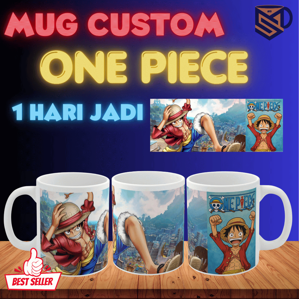Mug One piece Mug karakter Mug sablon Mug printing Mug costum Mug souvenir Murah Langsung jadi