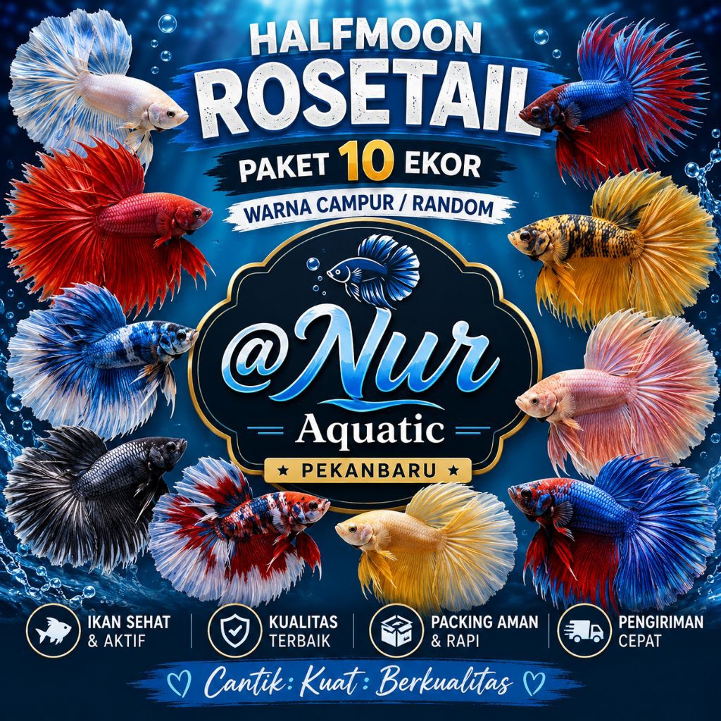 Paket ikan Cupang Halfmoon Rosetail jantan Size L