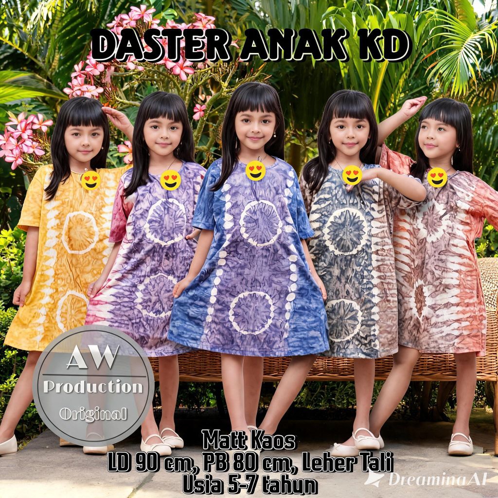 Daster kaos anak motif batik abstrak/Baju Daster anak murah/Daster Bali anak/Daster kaos anak