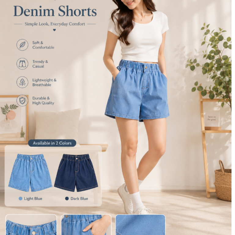 Celana Pendek hot pants jeans Waniita korean style