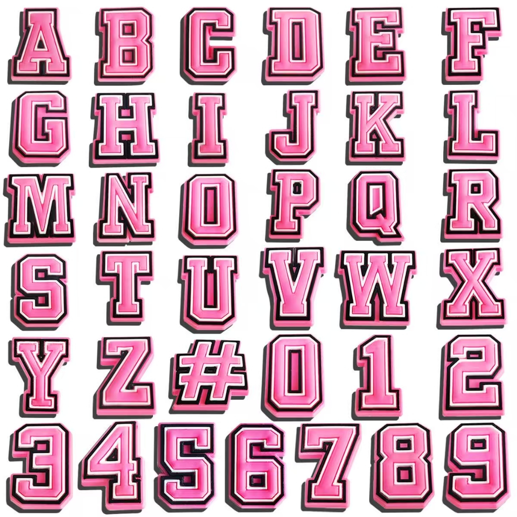 Charm Aksesoris Hiasan Pin Sandal Cross Karakter Lucu Motif Angka Huruf Pink Girly