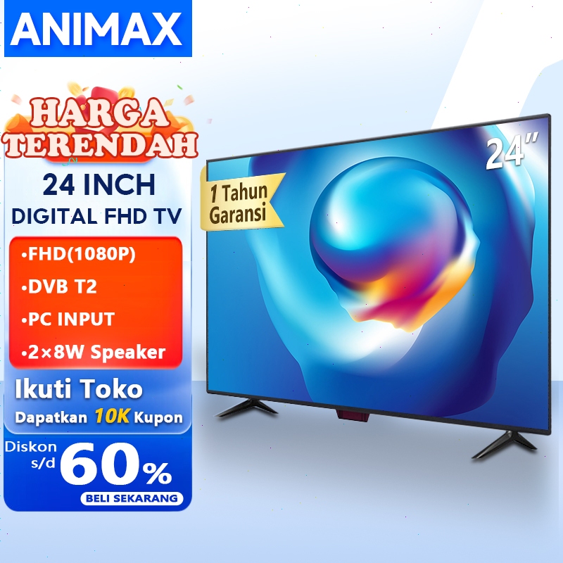 ANIMAX Sakura TV LED 24 inch Digital TV LED HD 25 Inch Televisi Led Layar Garansi 1Tahun (20/21/22/2