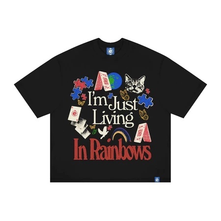Kaos Streetwear Unisex Desain Grafis Aesthetic Retro "In Rainbows"