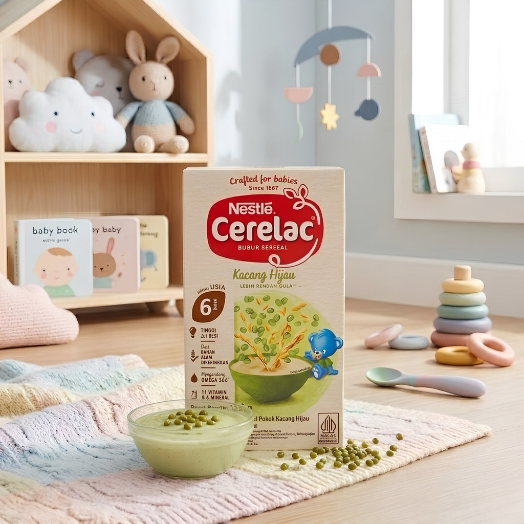 Cerelac Bubur Sereal Kacang Hijau 120 gram / Nestle Cerelac Kacang Hijau / Cerelac Kacang Ijo / Cere