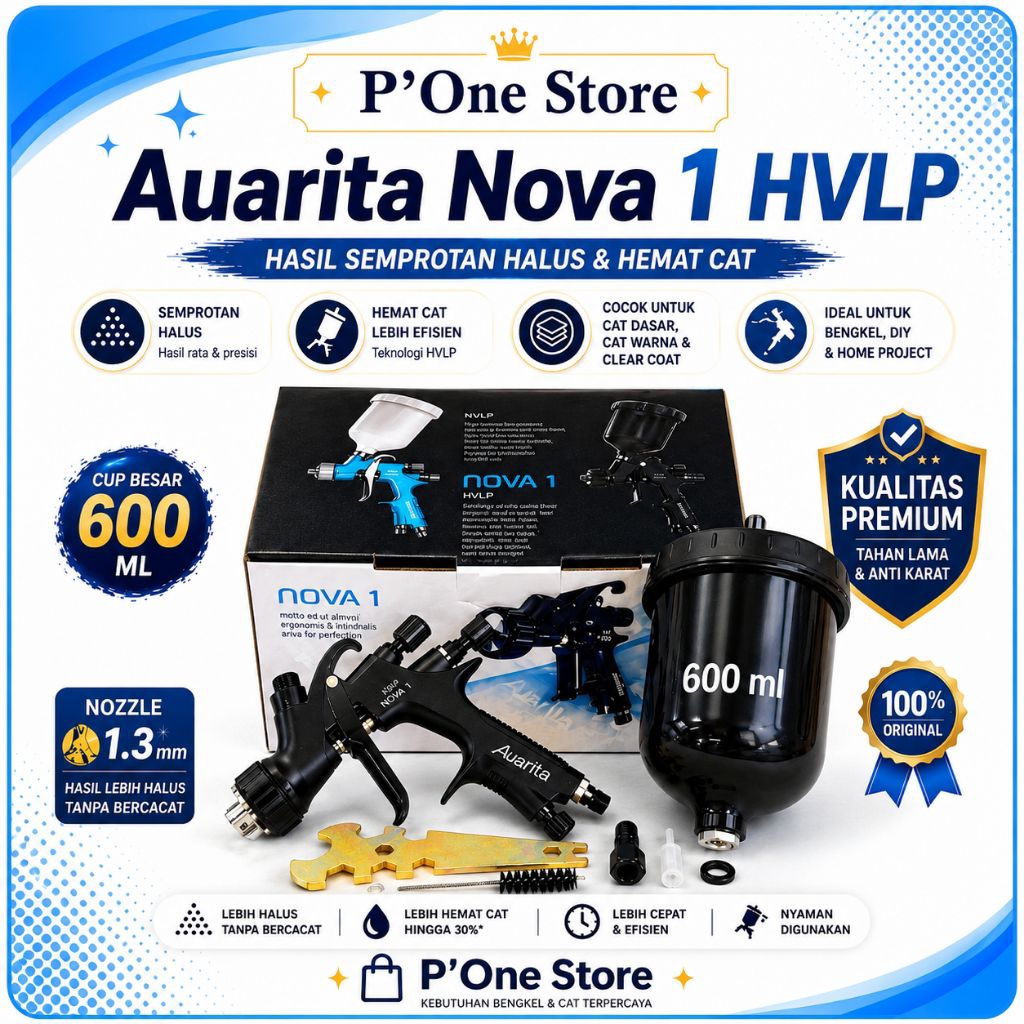 Spray Gun Cat Semprot Auarita Nova 1 Hvlp Nozzle 1.3mm Cup 600ml