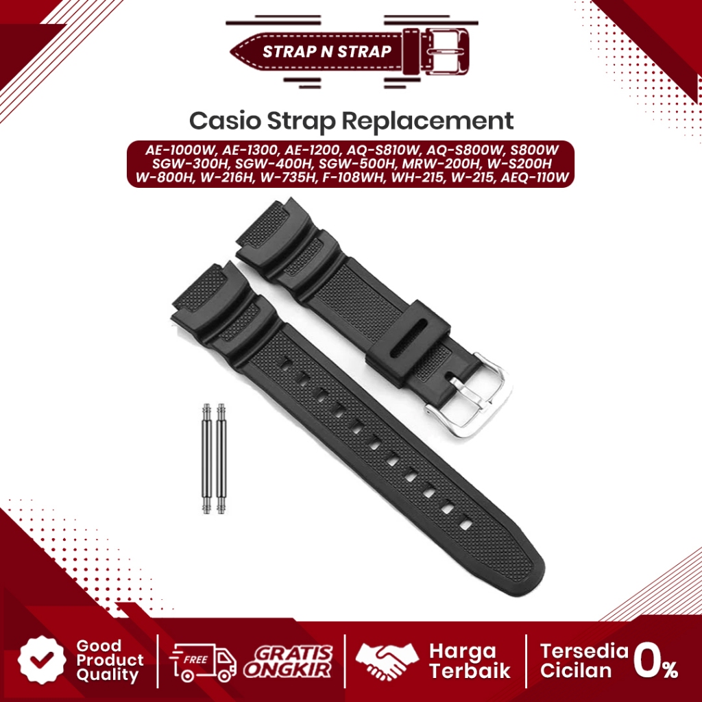Rubber Strap Tali Karet Jam Tangan Casio AE-1000W AE1000 AE-1200 AE1200 AQ-S810W AQ-S800W S800W