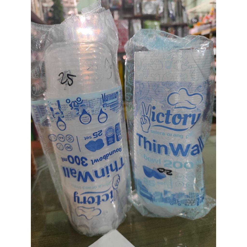 Mangkok Plastik Thinwall Victory 200-750ml - Bening, Tahan Panas, Anti Tumpah