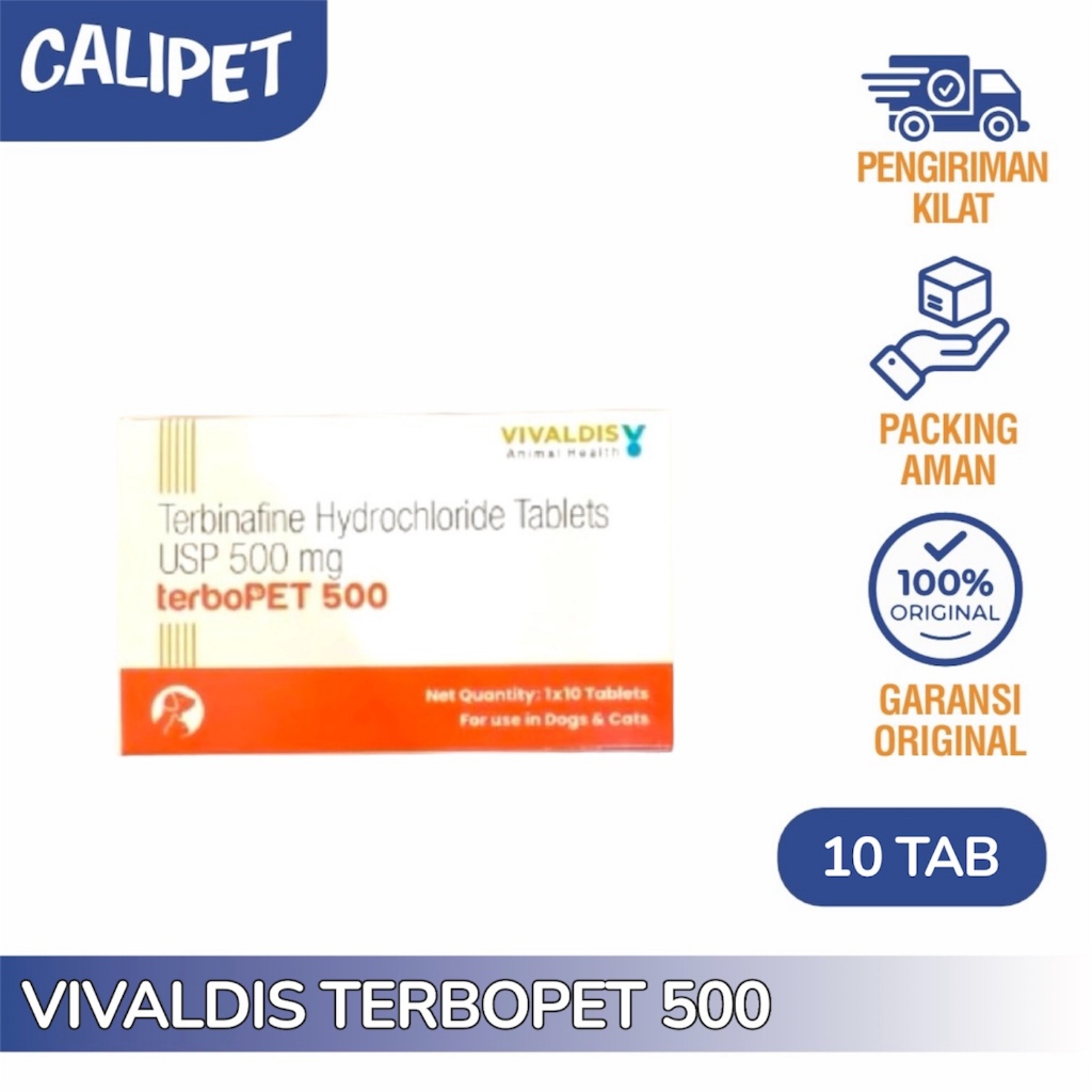 Vivaldis Terbopet 500 Tablet Anti Fungal Obat Jamur / Kulit Merah / Gatal Kucing Anjing 10 Tablet