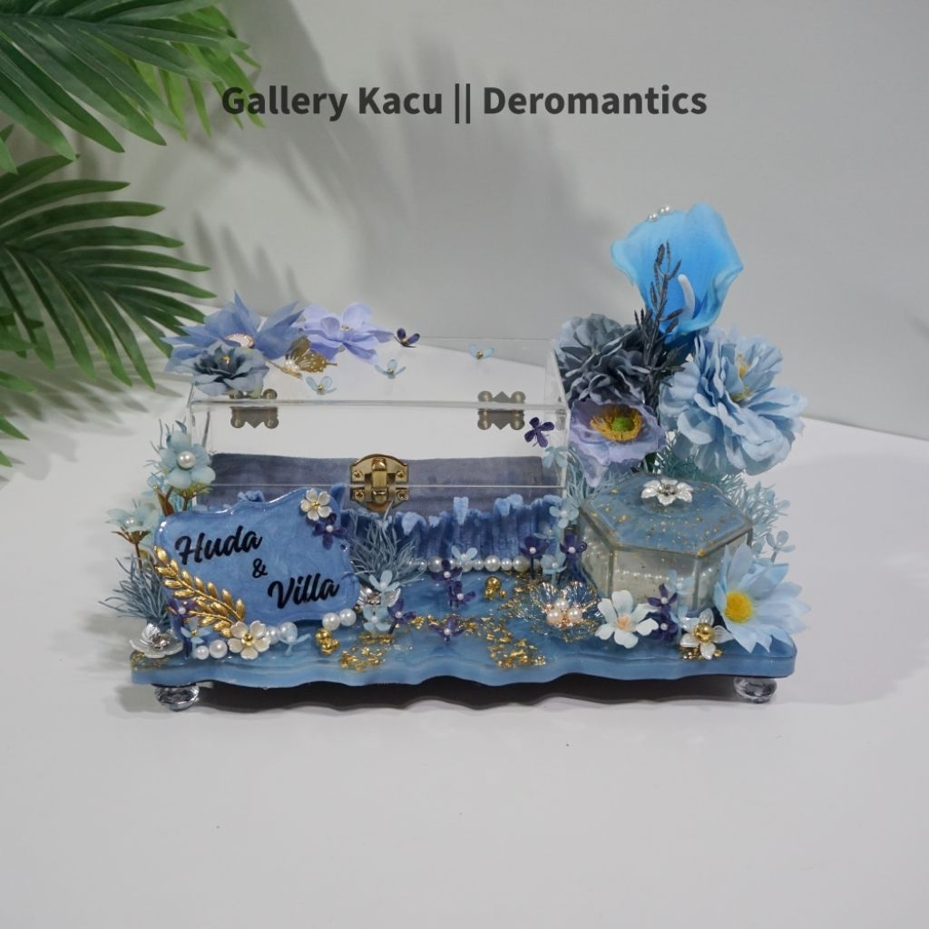 Eliza Kotak uang Mahar Box Akrilik | Tempat Mahar Uang, Kalung dan Cincin Couple mewah resin / Ringb