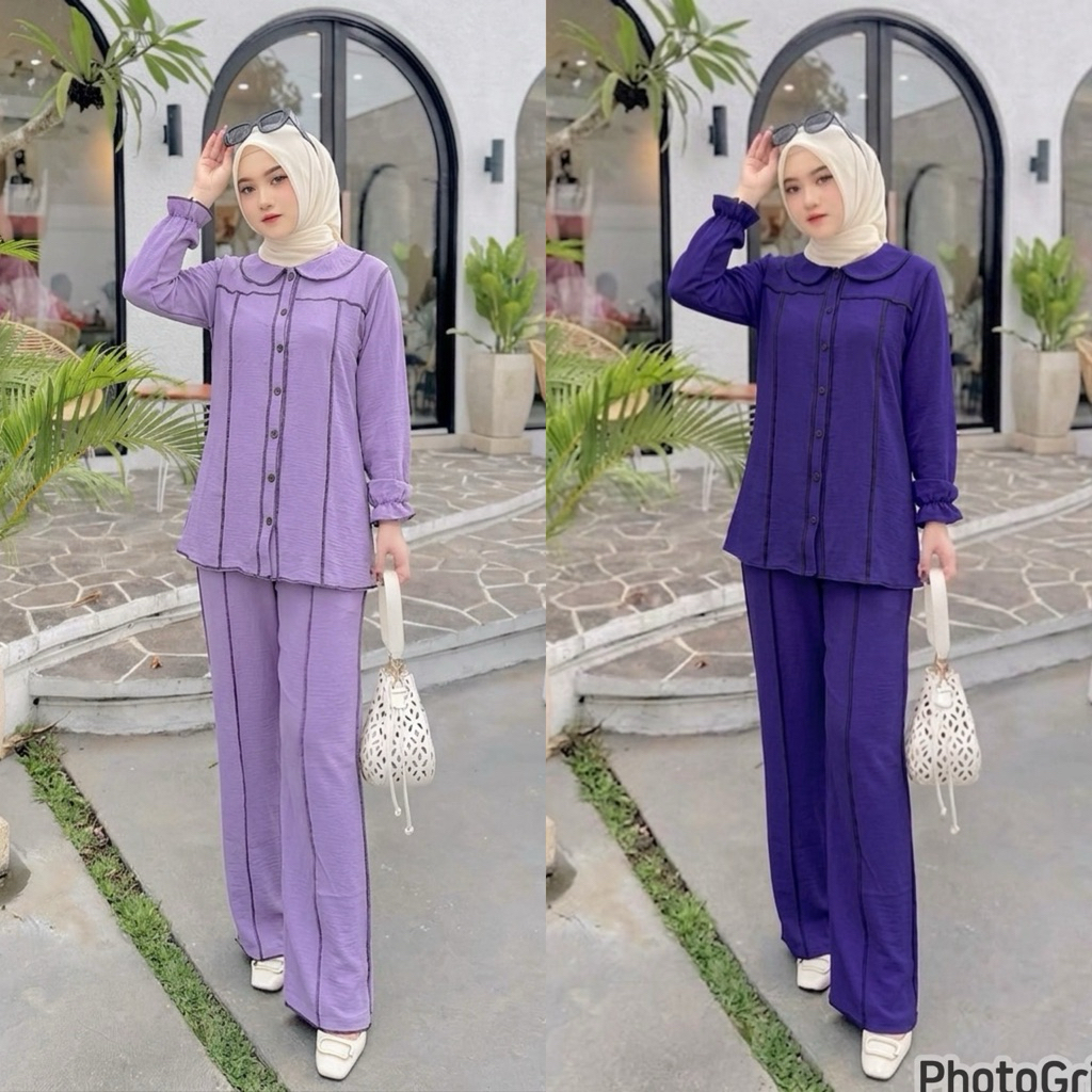 SCH_ oneset premium terlaris oneset crinkle terbalik | oneset terbaru | setelan celana | tunik kemej