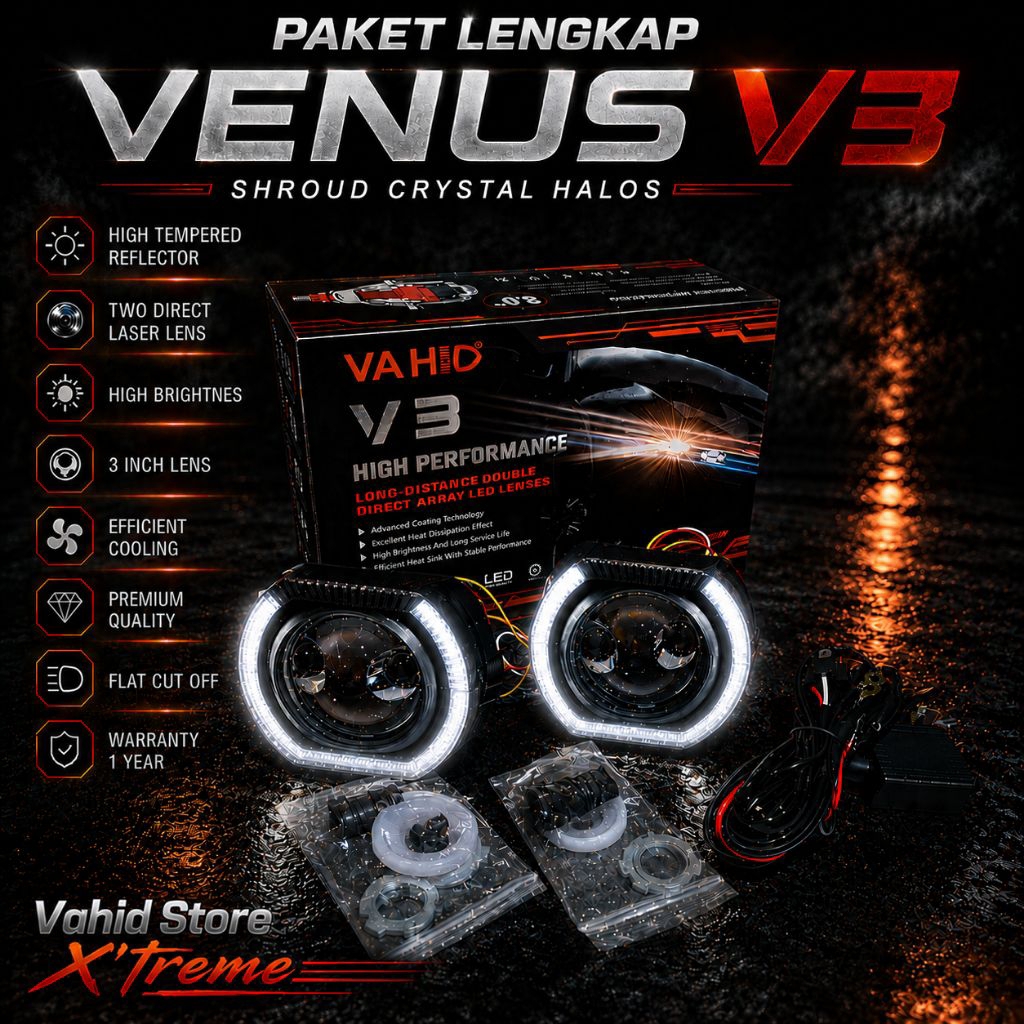 Venus V3 | Paket Komplit Set | Projie Biled Projector Vahid | Double Laser 78 Watt | Vahid Oroginal