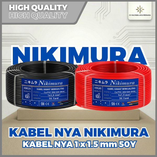 KABEL NYA 1X1.5MM² NIKIMURA MERAH & HITAM 50 YARD KABEL LISTRIK TEMBAGA KAWAT TUNGGAL