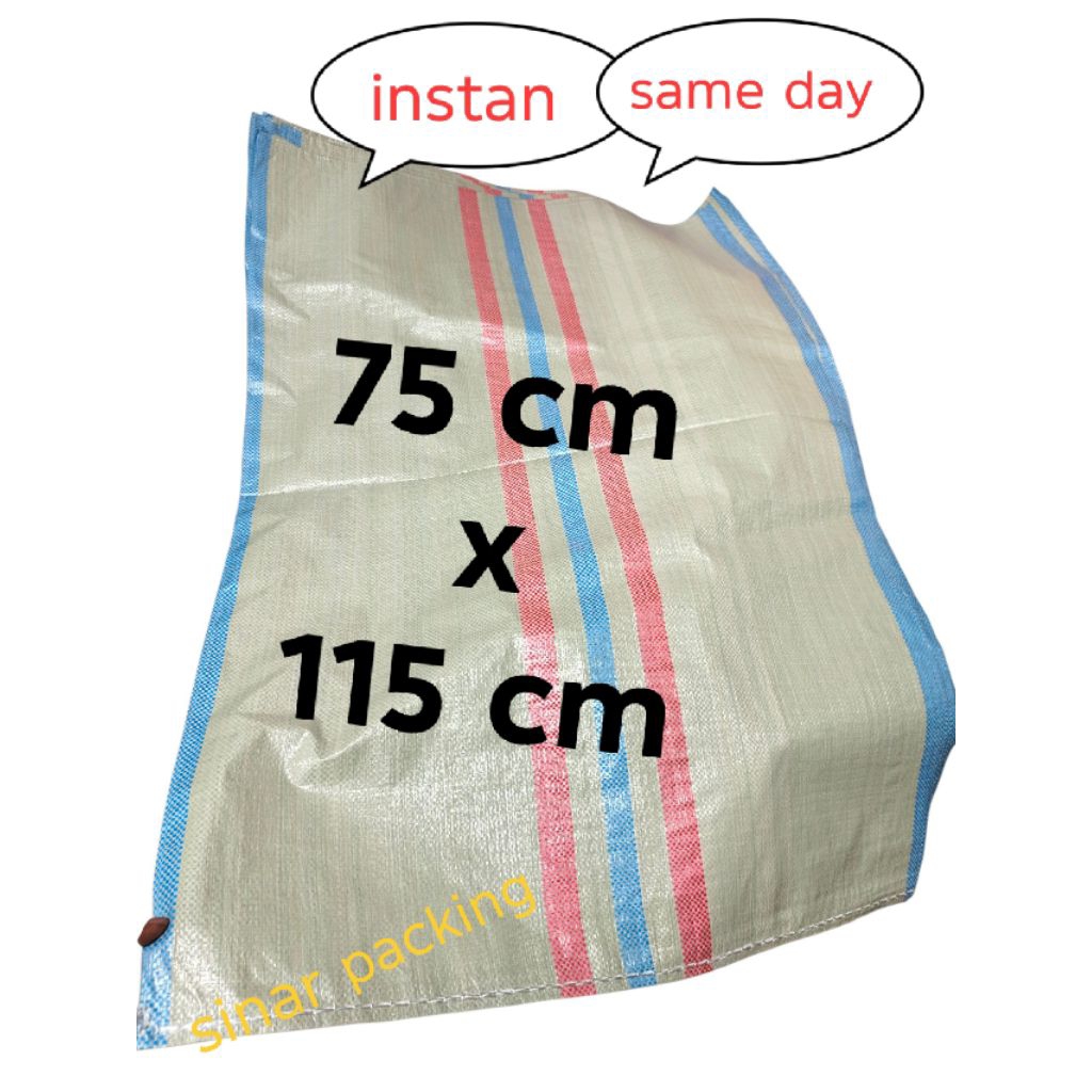 100 pcs KARUNG PLASTIK BESAR UKURAN 75 X 115 BARU GRES - KARUNG PADI - KARUNG PAKET