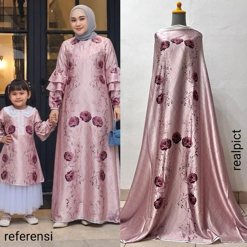 Kain Gamis Motif Bunga Mawar Bahan Arabian Silk selembut Sutra, tidak menerawang, mewah dan elegan