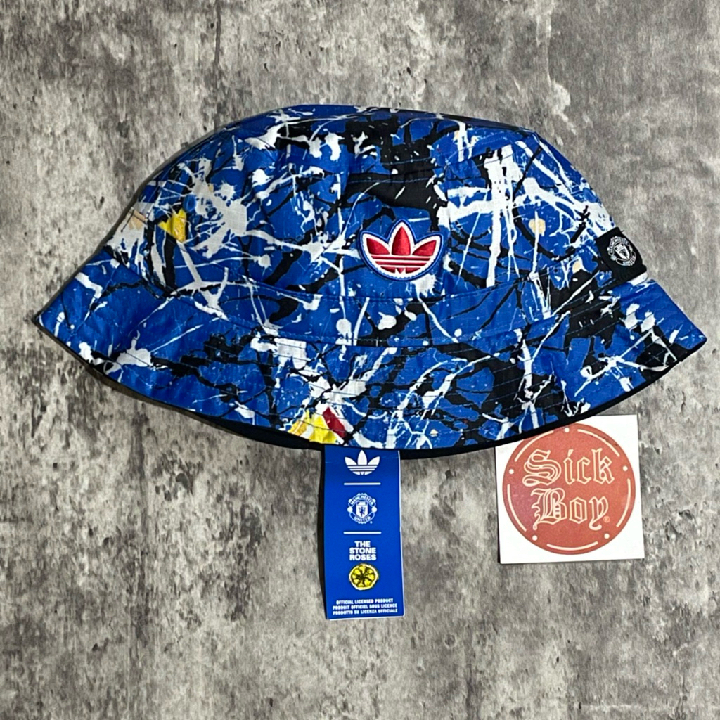 Bucket Hat / Cap / Topi / Buckethat Adidas Manchester United Stone Roses Blue Pop Art