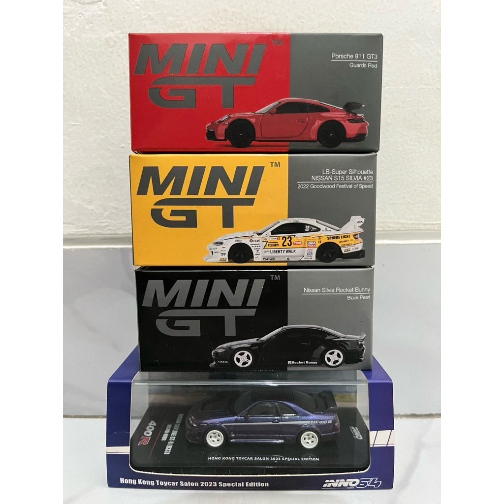 [SEPAKET] Mini GT Porsche 911 GT3, Mini GT Nissan Silvia LBWK & Rocket Bunny, Inno64 GTR Skyline R33