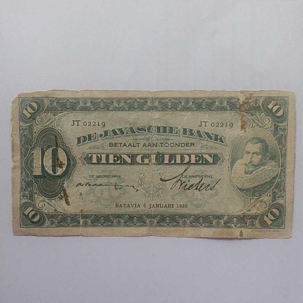 Uang Coen de Javasche Bank 10 gulden 1930 fine