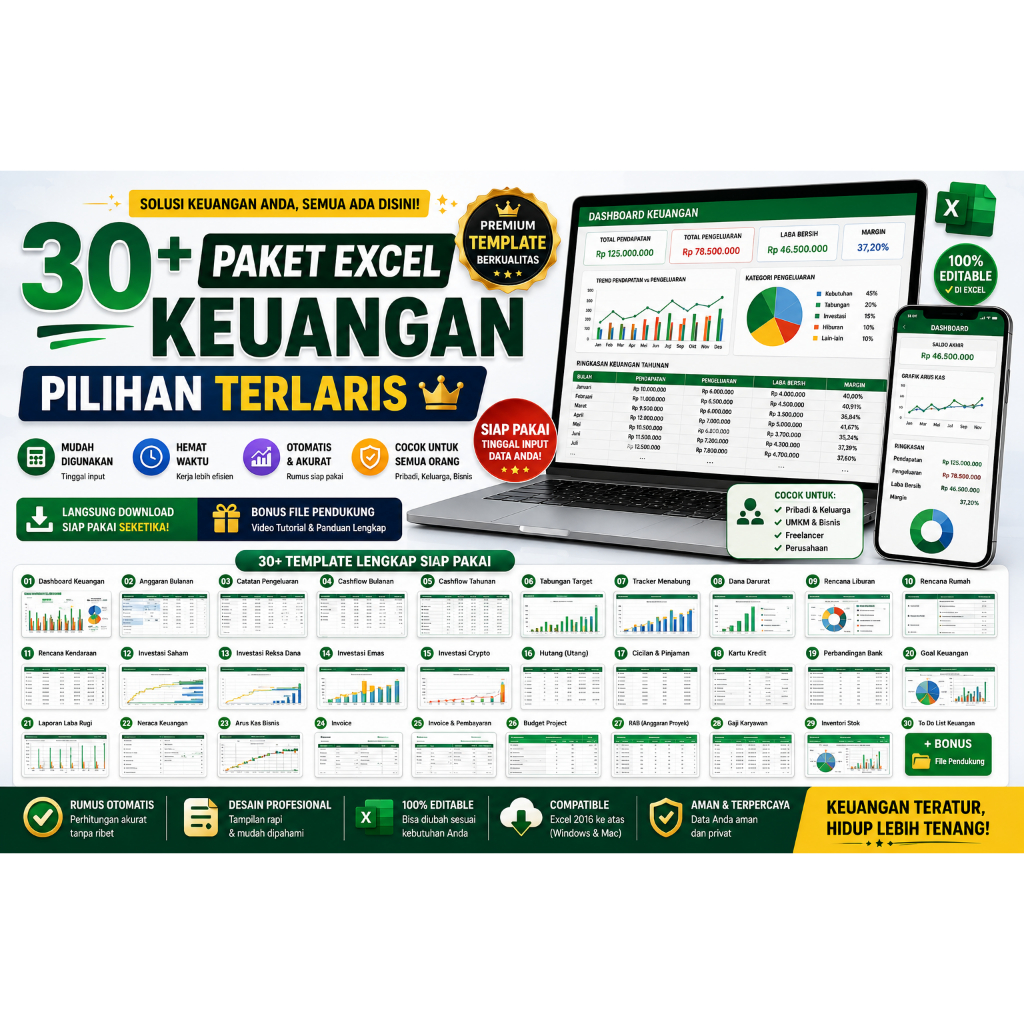 30+ paket Excel keuangan pilihan pembeli