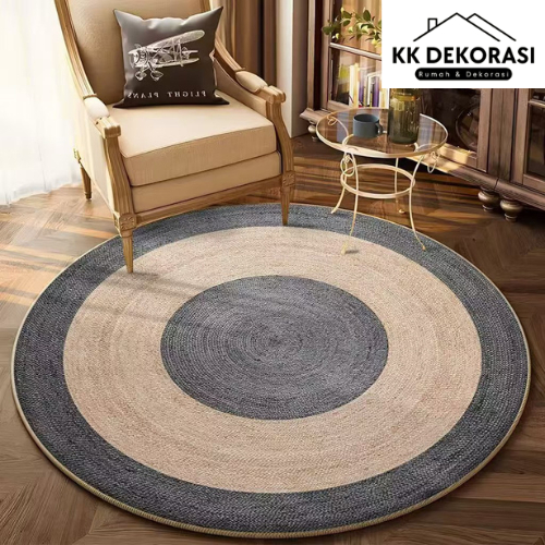 Karpet Bulat Minimalis Modern Estetik 100x100 - KK Dekorasi