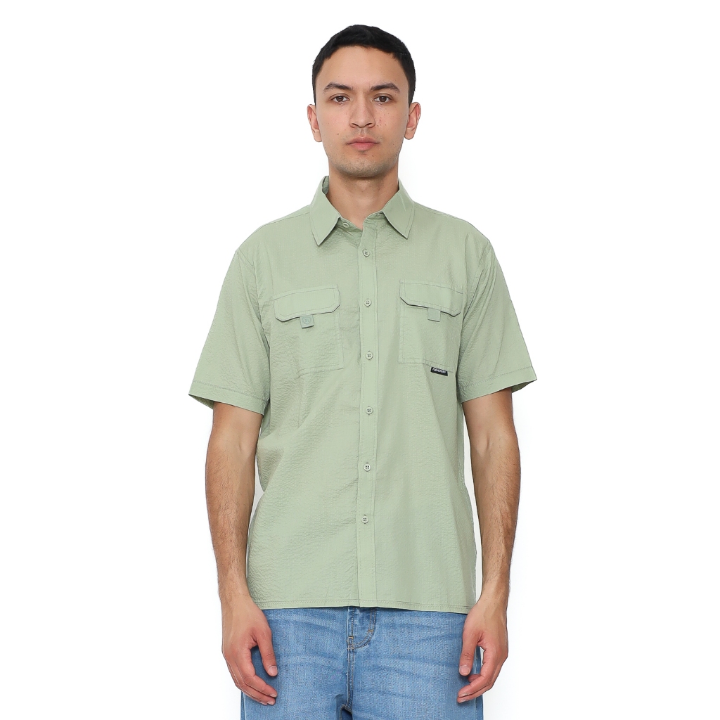 Planet Surf Clothing kemeja lengan pendek Pria Knittern Planet Surf