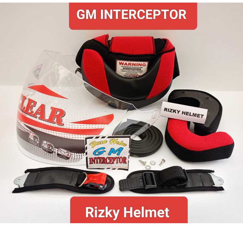PAKET SPAREPART HELM GM INTERCEPTOR, Busa Helm GM Interceptor + Kaca Helm GM Interceptor + Tali Helm