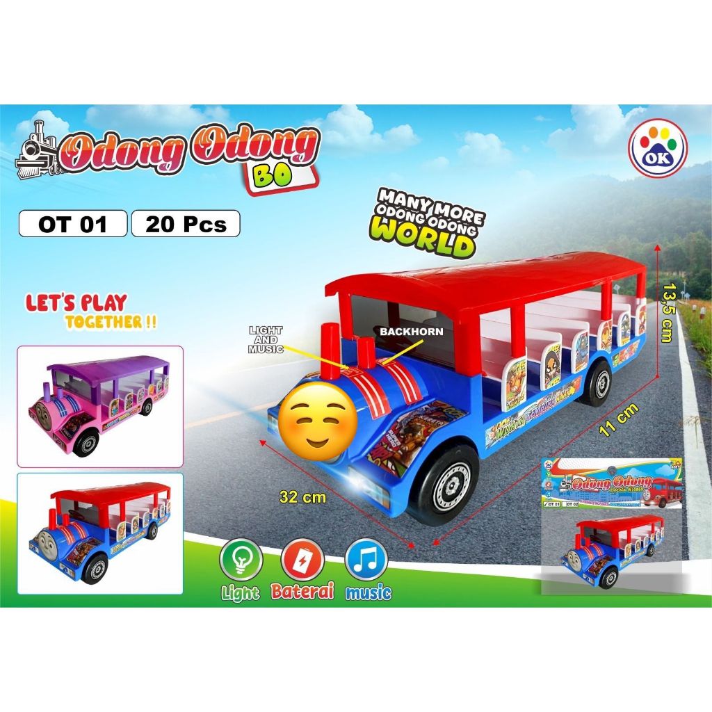 Mainan Kereta Odong Odong BO OT01 Anak – Lampu Musik Baterai – Kereta Mini Edukasi