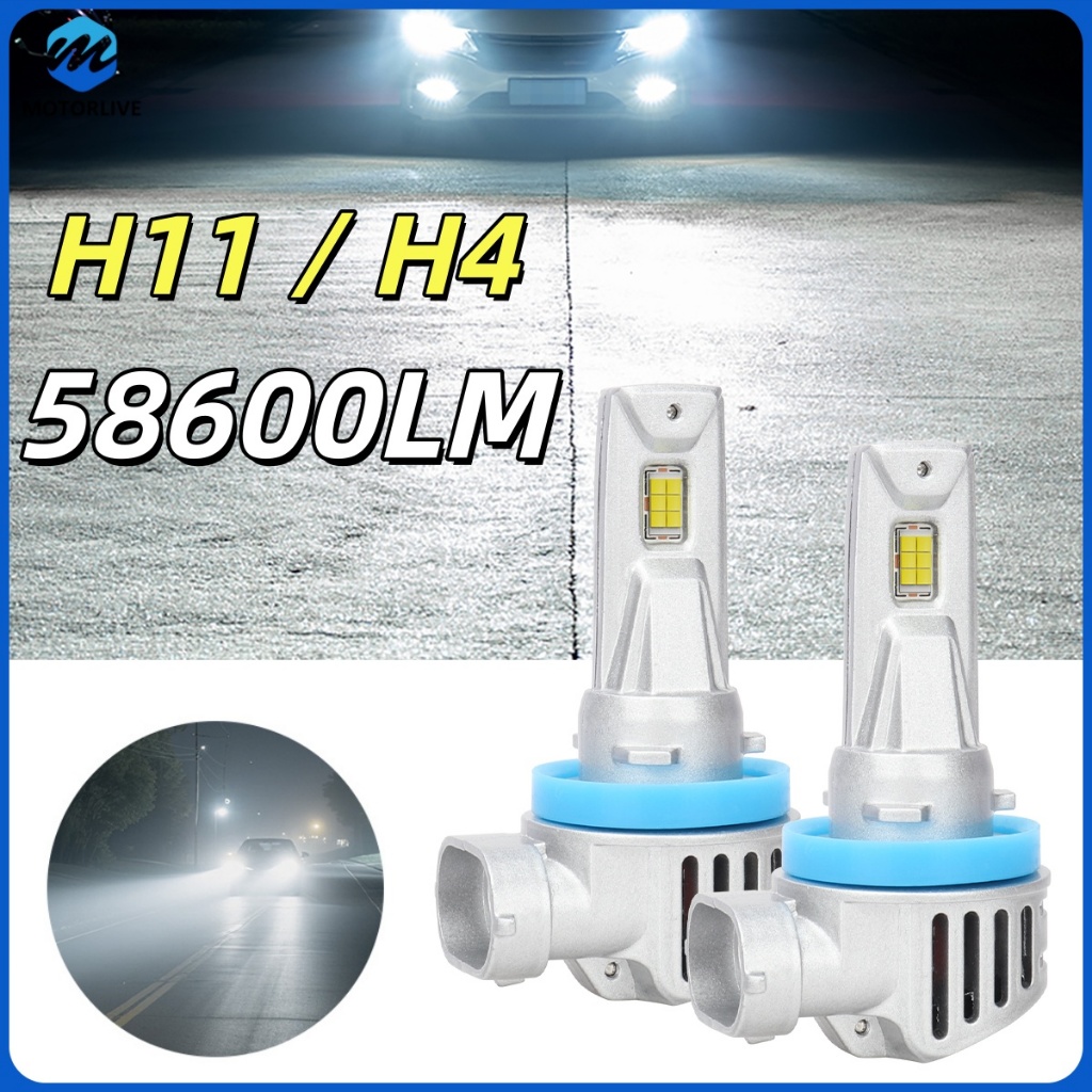 Bohlam Lampu Depan Otomatis LED 58600LM H4 H11 70W Lampu Kabut CANBUS 12V