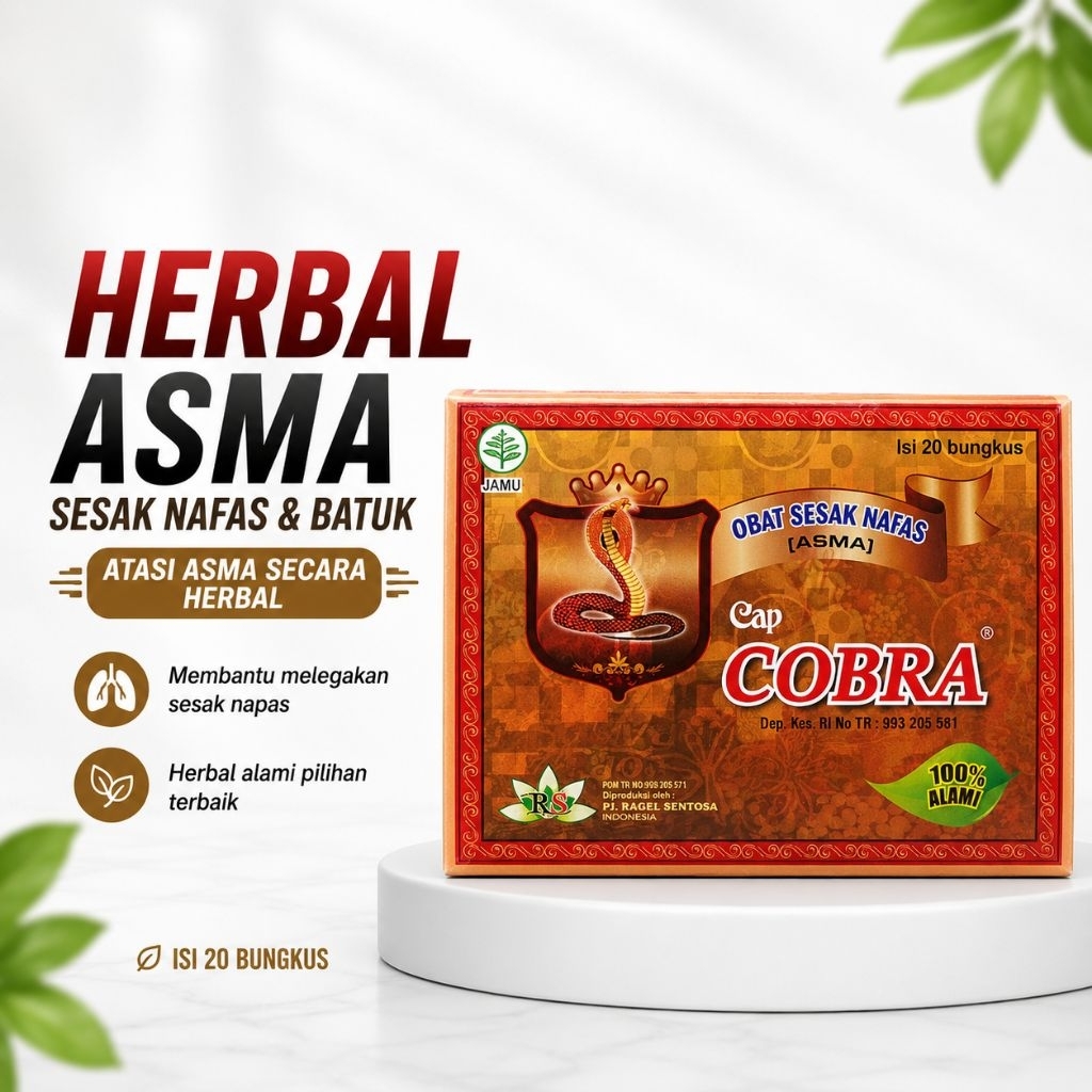 Jamu Tradisional Serbuk Cap Cobra Isi 20 Sachet - Herbal untuk Batuk, Asma, Melancarkan Dahak
