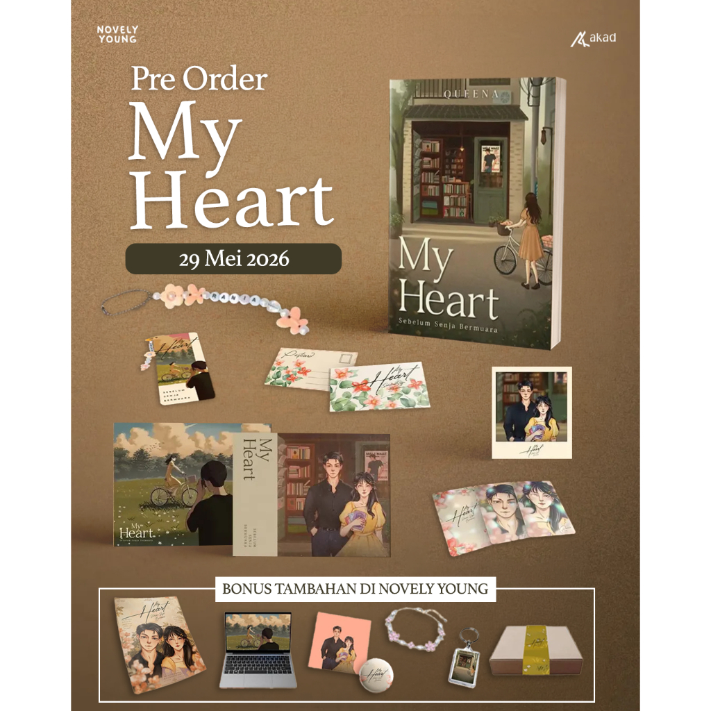 Novel My Heart: Sebelum Senja Bermuara - Queena - Akad - Gratis Biaya Packing (Bonus Standing Paper)