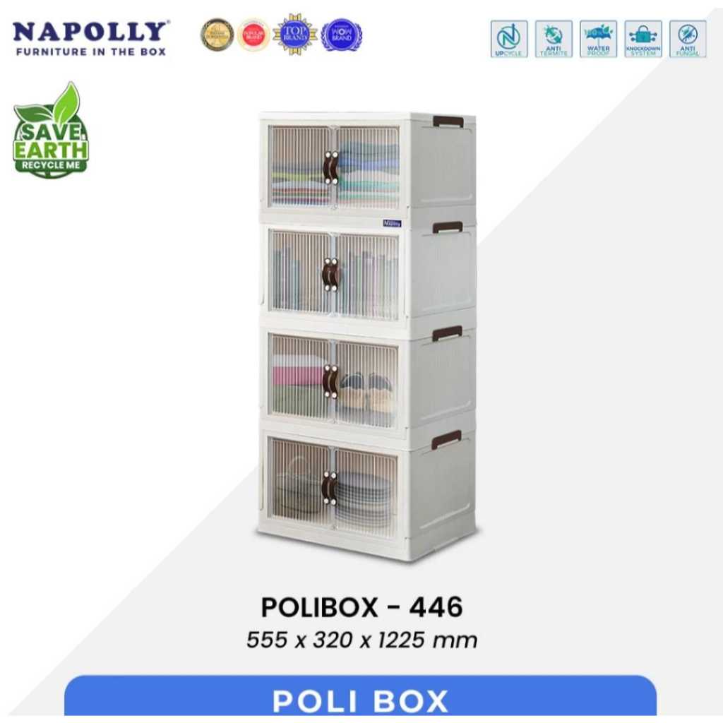 NAPOLLY LEMARI PLASTIK RODA LIPAT POLIBOX NEW