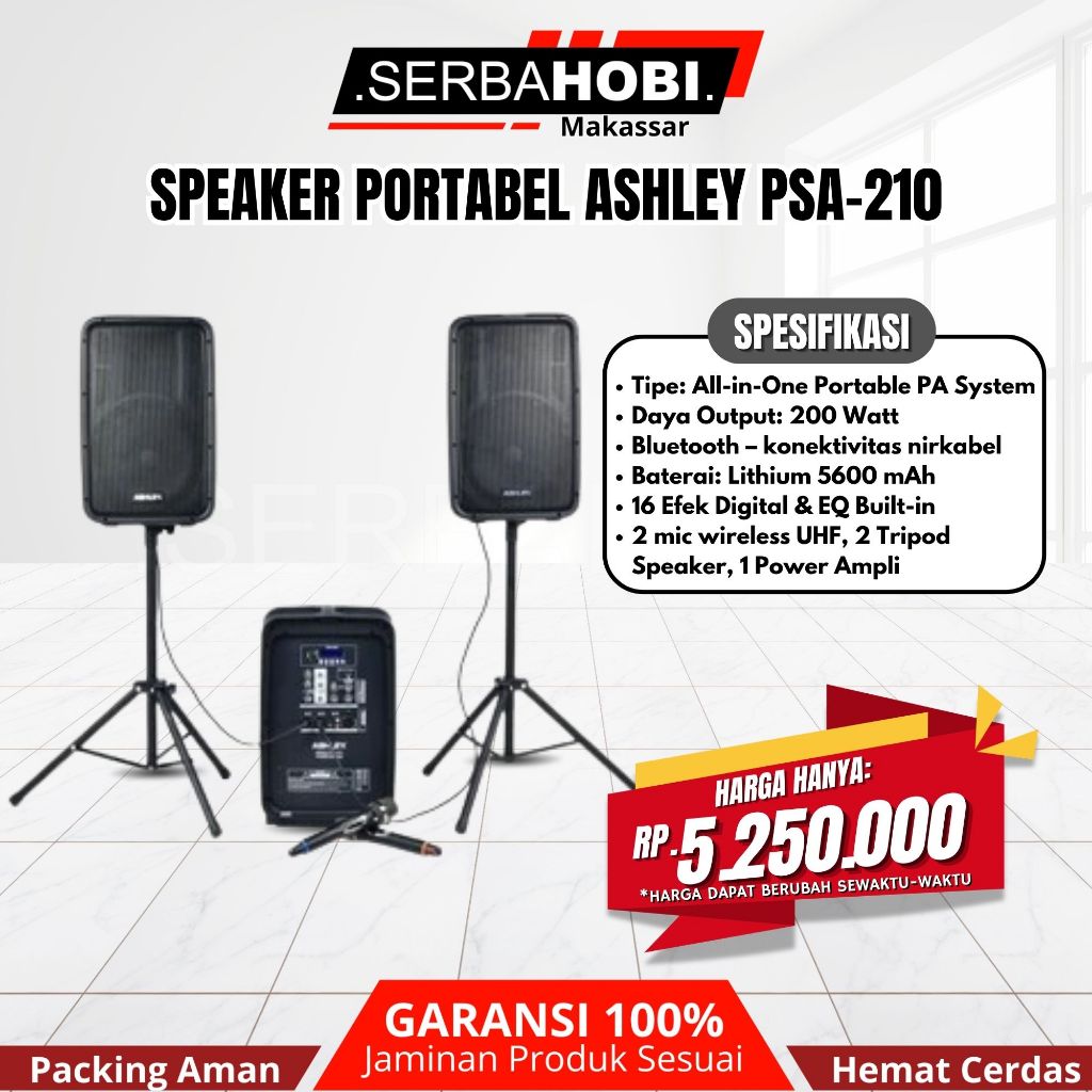 Speaker PORTABEL ASHLEY PSA-210 Satu Set Komplit Plus Stand