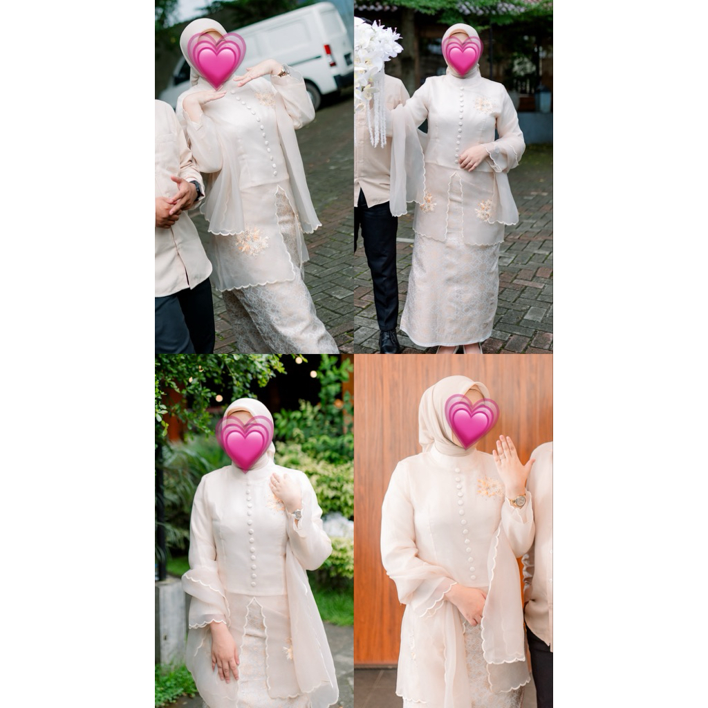 set melayu kurung preloved cream