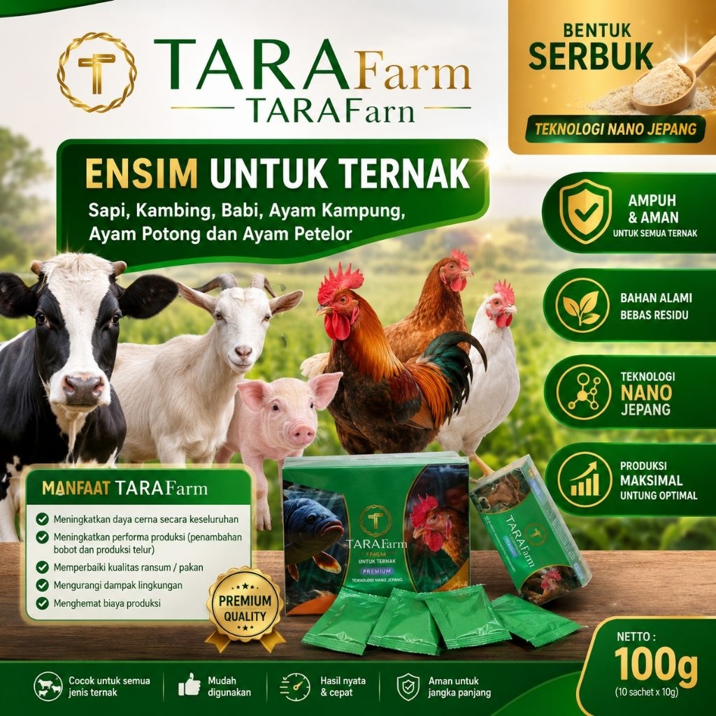 TARAFarm Enzym atau imbuhan pakan ternak bebek ayam sapi babi dan ayam potong serta petelor